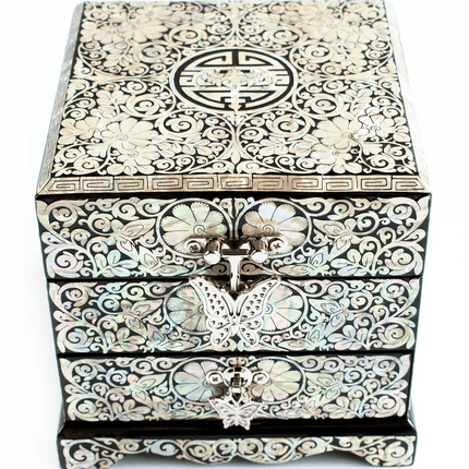 Elegant Mother of Pearl Jewelry Box with Mirror - Timeless Keepsake Organizer for Women- Très Elite- Très Elite