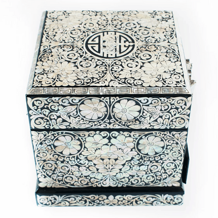 Elegant Mother of Pearl Jewelry Box with Mirror - Timeless Keepsake Organizer for Women - Très Elite