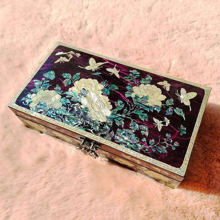 Elegant Mother of Pearl Jewelry Chest - Artisanal Wooden Organizer - Très Elite