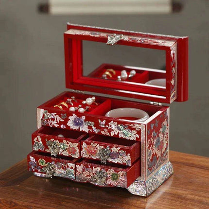 Elegant Mother of Pearl Jewelry Organizer with Ample Compartments for Rings and Bracelets – An Ideal Gift for Her- Très Elite- Très Elite