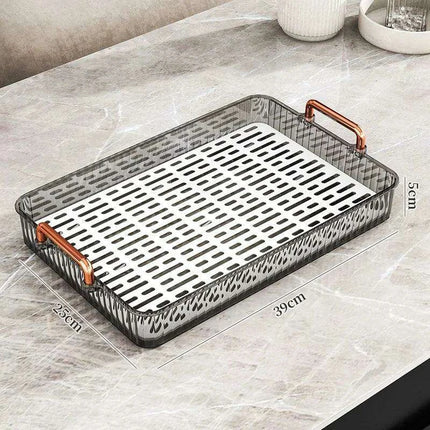 Elegant Multi-Purpose Plastic Tea Serving Tray with Handles for Home and Dining Use..