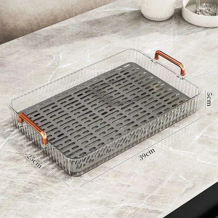 Elegant Multi-Purpose Plastic Tea Serving Tray with Handles for Home and Dining Use..