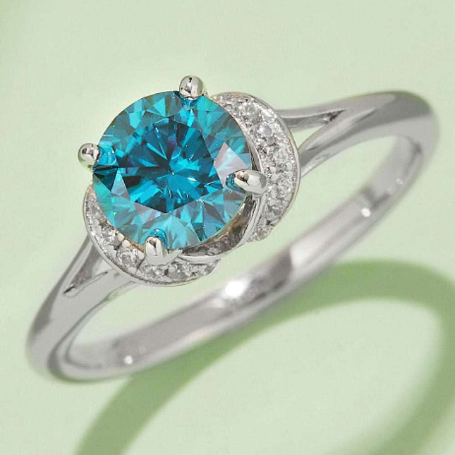 Elegant Multicolored Lab-Grown Diamond Ring in Sterling Silver