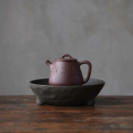 Elegant Nature Stone Tea Tray Set with Teapot Trivet and Water Reservoir for Home Aesthetics - Très Elite