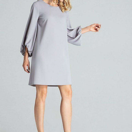Elegant Navy Blue Midi Dress with Stylish Buffet Sleeves for Effortless Chic - Très Elite
