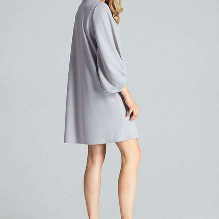 Elegant Navy Blue Midi Dress with Stylish Buffet Sleeves for Effortless Chic - Très Elite