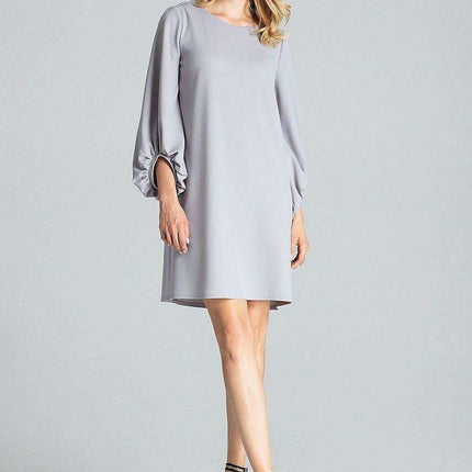 Elegant Navy Blue Midi Dress with Stylish Buffet Sleeves for Effortless Chic - Très Elite