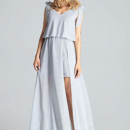 Elegant Navy Blue Sleeveless Cocktail Dress with Feminine Shoulder Ties - Très Elite