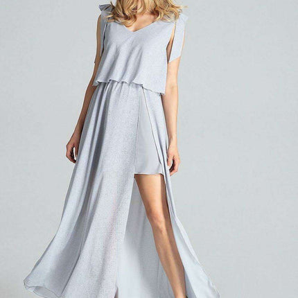 Elegant Navy Blue Sleeveless Cocktail Dress with Feminine Shoulder Ties - Très Elite