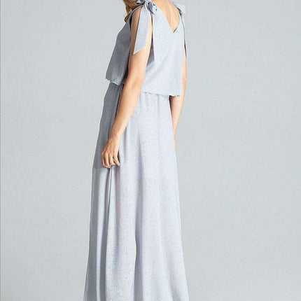 Elegant Navy Blue Sleeveless Cocktail Dress with Feminine Shoulder Ties - Très Elite