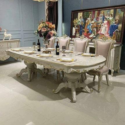 Elegant Neoclassical Solid Wood Dining Set for 8 with Charming European Flair- Très Elite- Très Elite