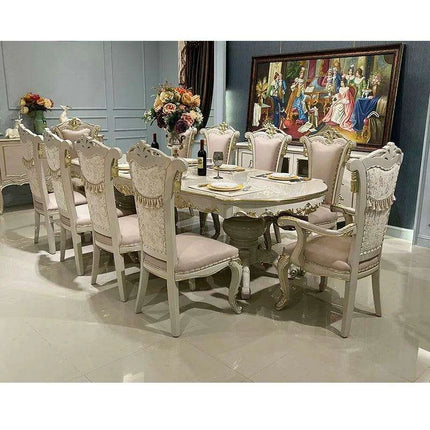 Elegant Neoclassical Solid Wood Dining Set for 8 with Charming European Flair- Très Elite- Très Elite