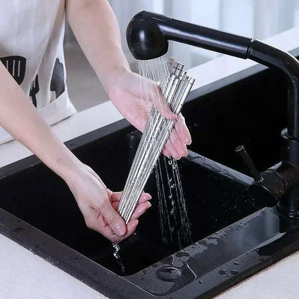 Elegant Non-Slip Stainless Steel Sushi Chopsticks Set for Asian Dining - Très Elite