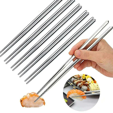 Elegant Non-Slip Stainless Steel Sushi Chopsticks Set for Asian Dining - Très Elite