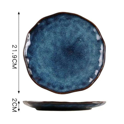 Elegant Nordic Blue Stoneware Dining Set - Safe for Microwave and Dishwasher - Très Elite