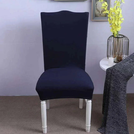 Elegant Nordic Dark Blue Stretch Chair Cover - Premium Spandex/Polyester for Events and Banquets..