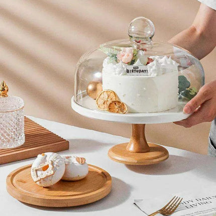 Elegant Nordic Wooden Dessert Stand with Elevated Fruit Display for Gourmet Events - Très Elite
