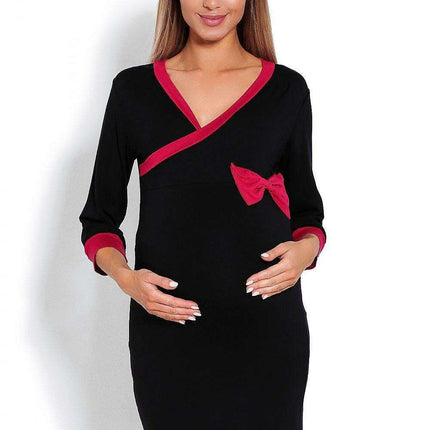 Elegant Nursing Access Maternity Sleep Dress with Peekaboo Bow - Très Elite