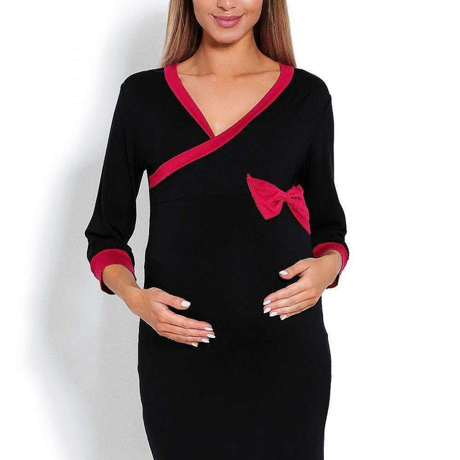 Elegant Nursing Access Maternity Sleep Dress with Peekaboo Bow