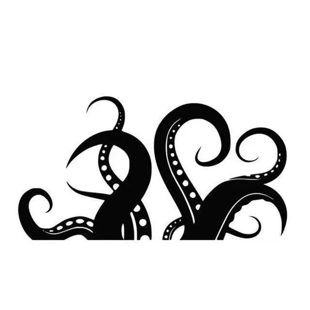 Elegant Octopus Tentacle Vinyl Stickers - Sleek Black/Silver Design for Effortless Customization