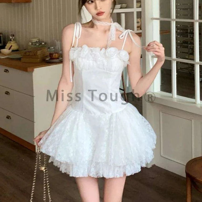 Elegant Off-Shoulder Ruffled Summer Dress with Functional Zipper and Lace-Up Accents for Women