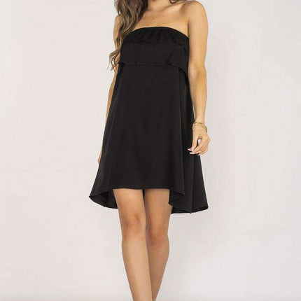 Elegant Off-Shoulder Trapeze Dress with Spanish Flair