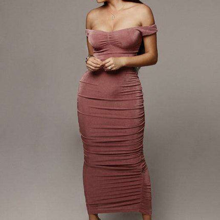 Elegant Off-the-Shoulder Pleated Mini Dress for Trendy Occasions - Très Elite
