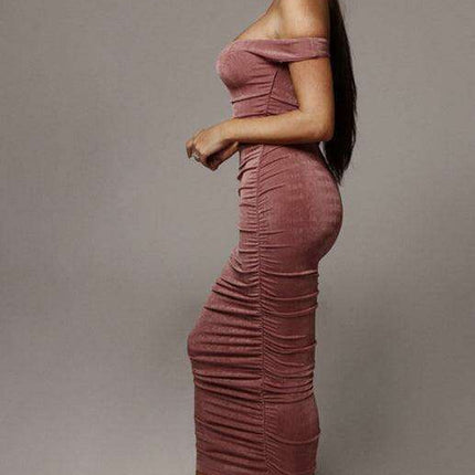 Elegant Off-the-Shoulder Pleated Mini Dress for Trendy Occasions - Très Elite