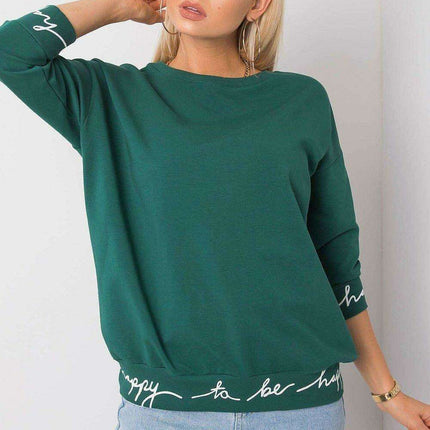 Elegant Olive Green 3/4 Sleeve Pullover Sweatshirt - Très Elite