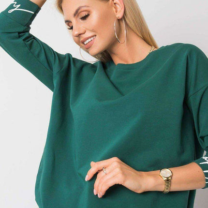Elegant Olive Green 3/4 Sleeve Pullover Sweatshirt - Très Elite