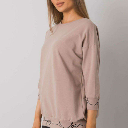 Elegant Olive Green 3/4 Sleeve Pullover Sweatshirt - Très Elite