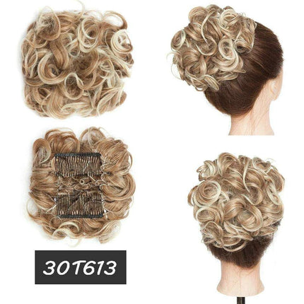 Elegant Ombre Curly Chignon Hairpiece with Comb - High Heat Resistant Women's Extension - Très Elite