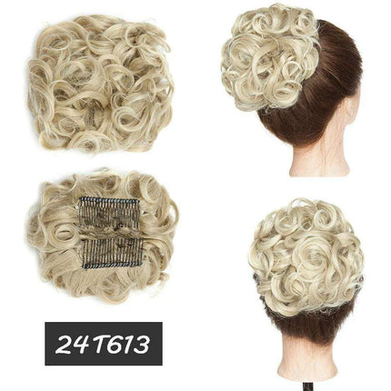 Elegant Ombre Curly Chignon Hairpiece with Comb - High Heat Resistant Women's Extension - Très Elite