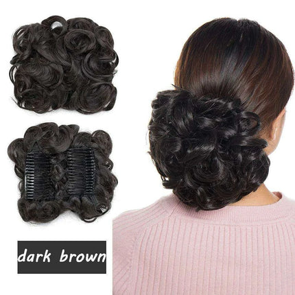 Elegant Ombre Curly Chignon Hairpiece with Comb - High Heat Resistant Women's Extension - Très Elite