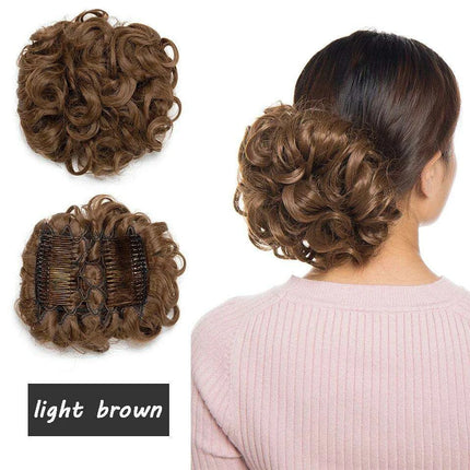 Elegant Ombre Curly Chignon Hairpiece with Comb - High Heat Resistant Women's Extension - Très Elite