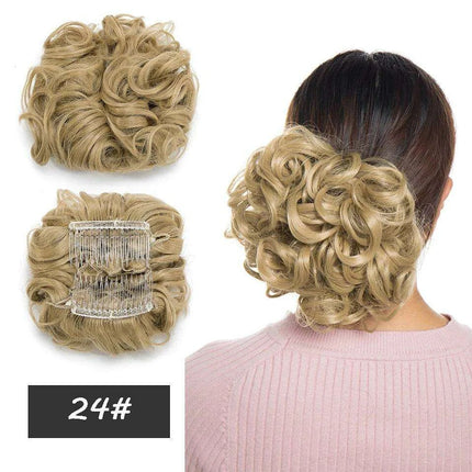 Elegant Ombre Curly Chignon Hairpiece with Comb - High Heat Resistant Women's Extension - Très Elite