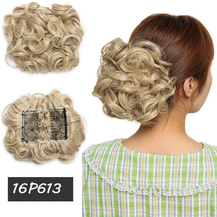 Elegant Ombre Curly Chignon Hairpiece with Comb - High Heat Resistant Women's Extension - Très Elite
