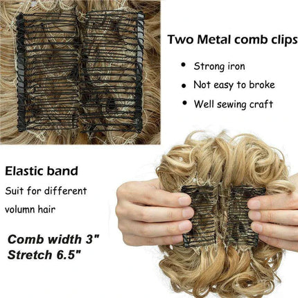 Elegant Ombre Curly Chignon Hairpiece with Comb - High Heat Resistant Women's Extension - Très Elite