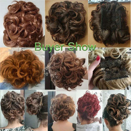 Elegant Ombre Curly Chignon Hairpiece with Comb - High Heat Resistant Women's Extension - Très Elite