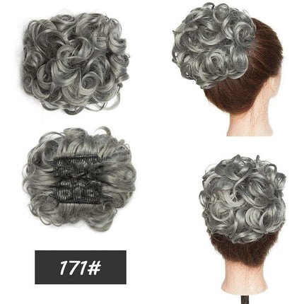 Elegant Ombre Curly Chignon Hairpiece with Comb - High Heat Resistant Women's Extension - Très Elite