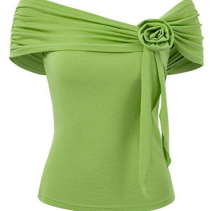 Elegant One-Shoulder Floral Charm Top - Très Elite
