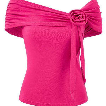 Elegant One-Shoulder Floral Charm Top - Très Elite