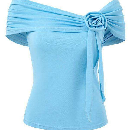 Elegant One-Shoulder Floral Charm Top - Très Elite