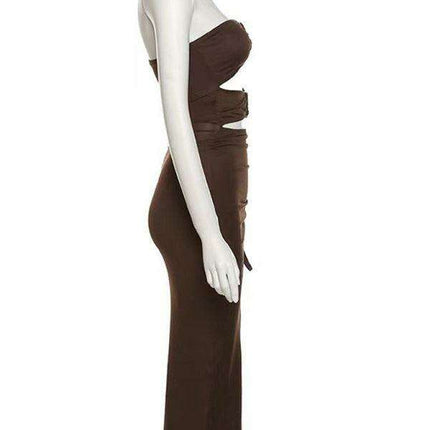 Elegant One-Shoulder Maxi Dress with High Slit for Women - Très Elite