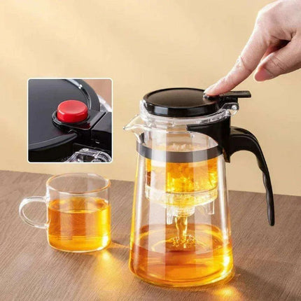 Elegant One-Touch Infuser Glass Teapot for Effortless Brewing Mastery - Très Elite