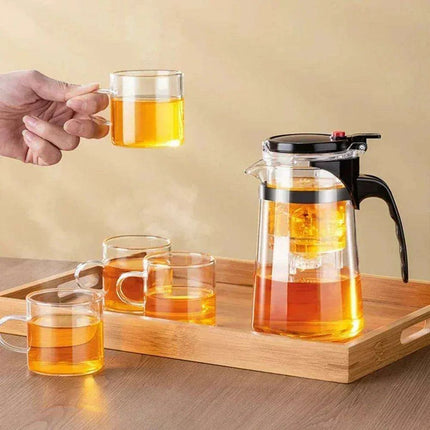 Elegant One-Touch Infuser Glass Teapot for Effortless Brewing Mastery - Très Elite