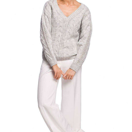 Elegant Openwork Plaid Knit Sweater - Très Elite