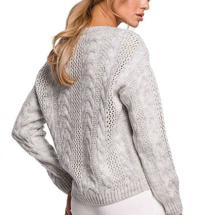 Elegant Openwork Plaid Knit Sweater - Très Elite