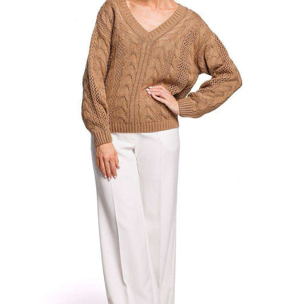 Elegant Openwork Plaid Knit Sweater - Très Elite
