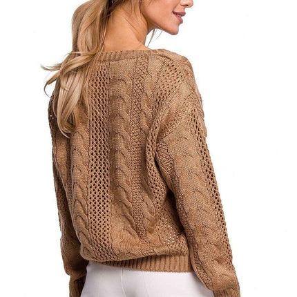 Elegant Openwork Plaid Knit Sweater - Très Elite